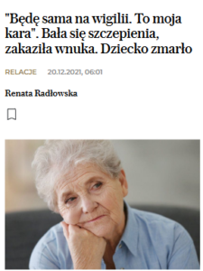 Przykładowy artykuł z ul Czerskiej na pocżątku rzekomej pandemii, w praktyce – medialnej operacji strachu.